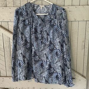Joie Blue Paisley Peasant Top size L